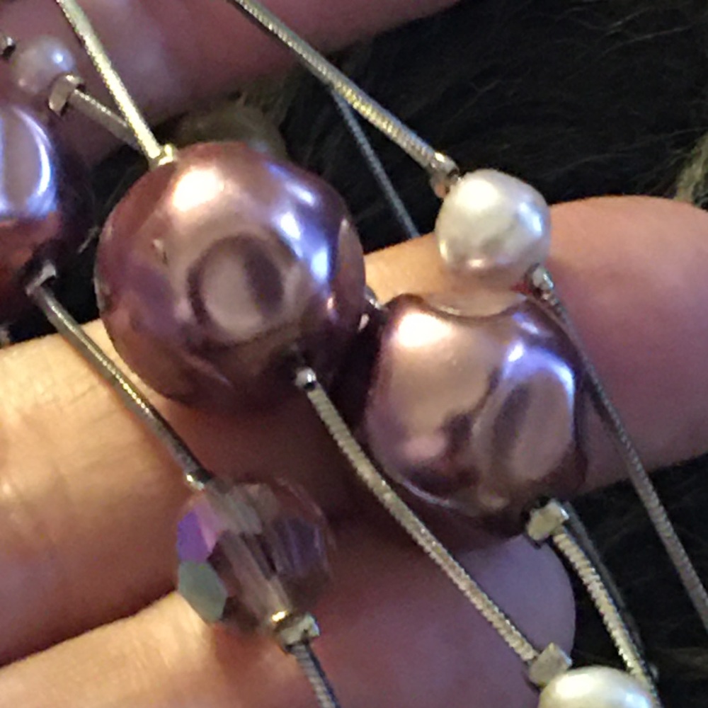 Glass bead accent silver snake chain necklace - Picture 6 of 9